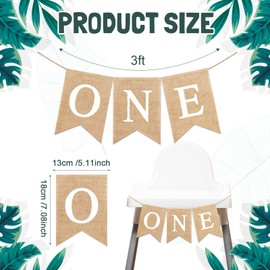 Tudomro Decoración de la Primera Fiesta de Cumpleaños Banderillas para Primer Cumpleaños Banner Rústico de Arpillera de One Happy Birthday para Bebé Niños Cumpleaños Guardería, Alfabeto Blanco