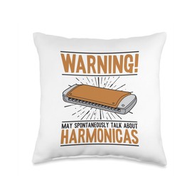 Chromatic Harmonica Accessories Set Beginner Gifts May Spontaneously Talk Mouth Harp Harmonica Throw Pillow, 16x16, Multicolor