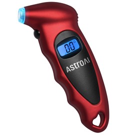 Astroai Medidor de Presión Medidor de Neumáticos Digital 150 PSI 4 ajustes para coche Camión Bicicleta con LCD Retroiluminada y Agarre Antideslizante Color PlateadoRojo 1 Pack