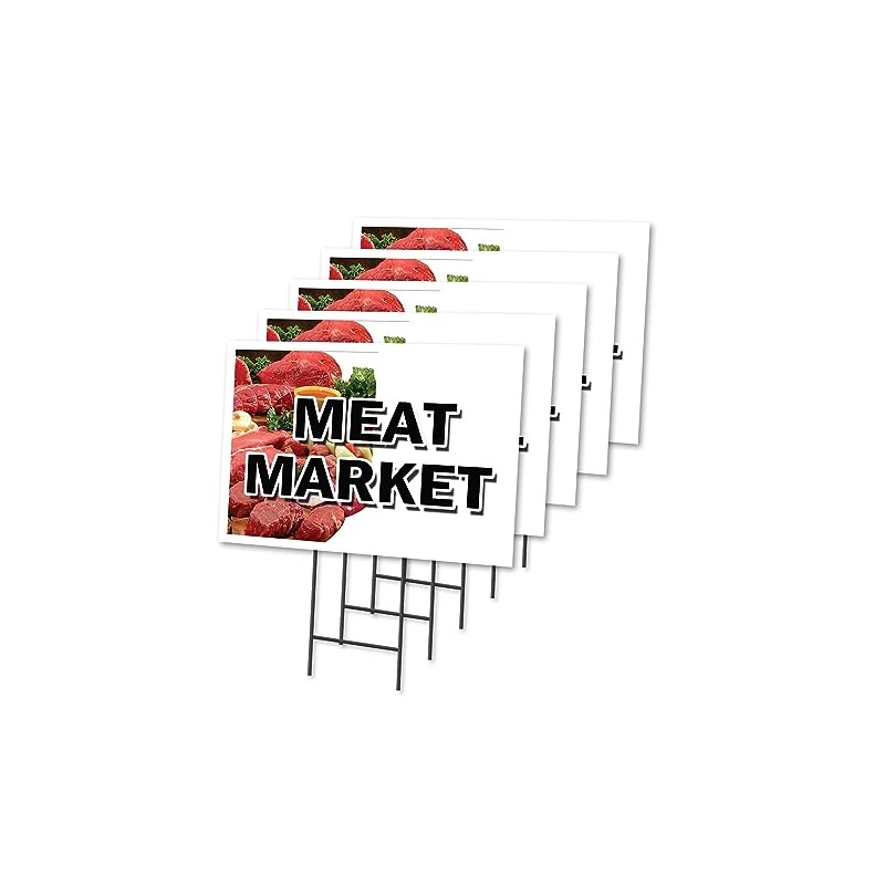 Meat Market 5 Pack of 12" x 16" Yard Sign