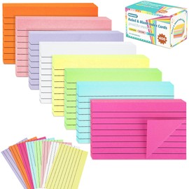 400 Pcs 8 Pack Lined Index Cards - 8 Colours Revision Cards 5x3 [127x77mm] Multi-Coloured Record Cards for Office School Home Study Learning Record PAP06MX400