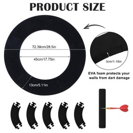 Hengrongshen Pack of 5 Splicing Dart Surround Wall Protection, Durable 3 cm Thick EVA Dartboard Surround Inner Diameter 45 cm, Outer Diameter 72 cm, Dart Border for Dart Wall Protection, Dartboard