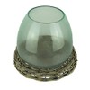 8 Inch Diameter Glass Terrarium Vase with Wicker Base
