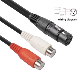 VBESTLIFE XLR to 2 RCA XLR Female to 2 RCA Female Y Splitter Cable 3 Pin Dual RCA to 1 XLR Female to Female Mixer Power Amplifier Active Speaker