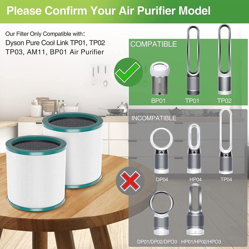 Replacement TP02 Air Purifier Filters Compatible with For Dyson Pure