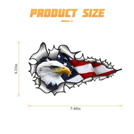 4 Pack American Bald Eagle Car Decal Sticker, 7.48X4.33 Inch Patriotic Eagle Truck Decal Waterproof Bumper Sticker for Car Truck Trailer SUV Van Outdoor Window Wall Laptop Tablet Glass (Number 2)