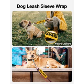 Cgvovgr I get Nervous Dot Not Approach Dog Leash Sleeve, Yellow Training Alert Dog Tags Dog Leash Sleeve Alert Hanging ID Patch Tag, Pet Dog Birthday Service Dog Leash Gift for Dog Owners