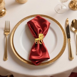 Lion Napkin Rings Set of 6 Gold Metal Animal Napkins Ring Table Setting Centerpiece Decor Gold Serviette Buckles for Summer Wedding Banquet Home Party Birthday Dinner Christmas Decoration