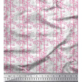 Soimoi Pink Rayon Fabric Bamboo Tree Print Fabric by The Yard 42 Inch Wide