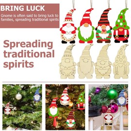 Wooden Christmas Tree Pendant 12 PCS, Christmas Tree Decorations, Christmas Ornaments, Christmas Wooden Baubles Graffiti Pendant, Christmas Gnome Wooden Crafts for Xmas Tree Decoration