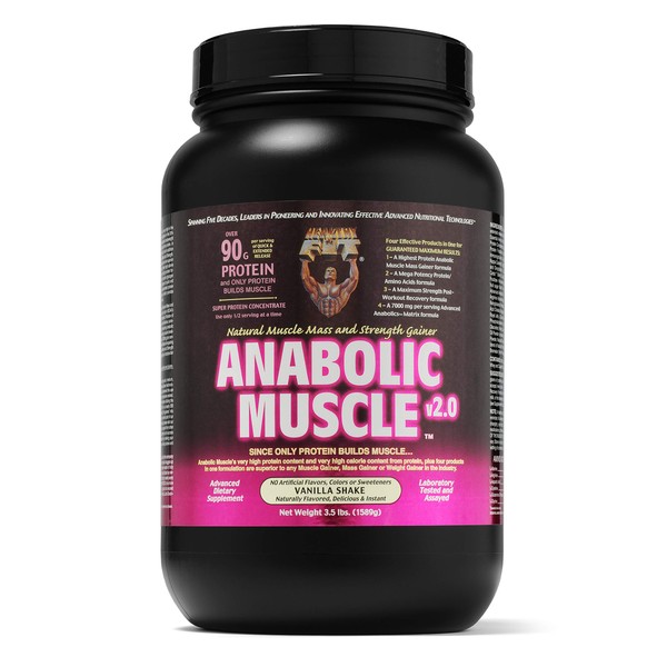 Healthy 'N Fit Anabolic Muscle (Vanilla) 3.5 lb - Natural Muscle Mass and Strength Gainer