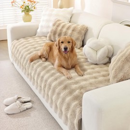 OstepDecor Faux Fur Couch Covers for Sofa, Soft Plush Sofa Covers Washable