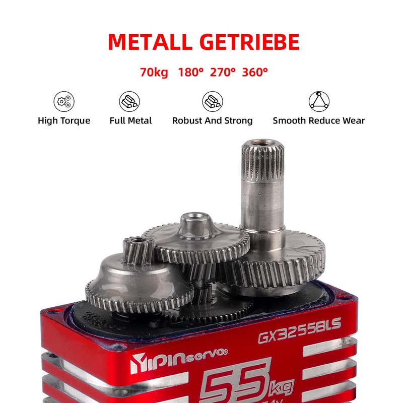 55kg Brushless Waterproof IP68 RC Digital Servo, High Torque, 7.4V