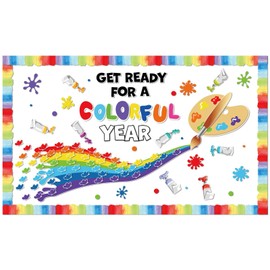 Kangomelon Get Ready for a Colorful Year Bulletin Board Decorations Welcome Back to School Bulletin Board Border Cutouts First Day of School Classroom Decorations Set Class Blackboard Wall Door Decor