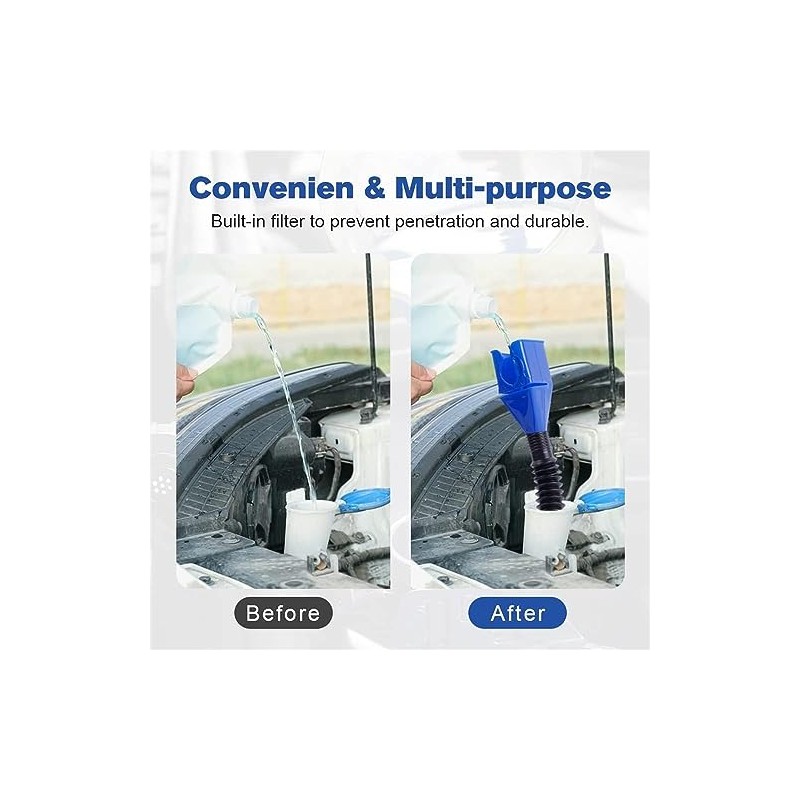 Flexible Car Refueling Funnel, Retractable Automotive Fuel Funnel, Flexible Draining