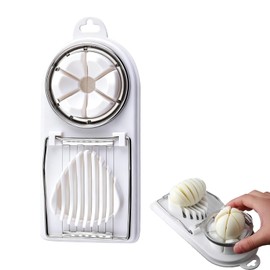 Cortador de huevos para huevos duros – Cortador y cuña de acero inoxidable 2 en 1, corta rebanadas perfectas o 6 cuñas iguales para ensaladas, sándwic