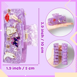 PANTIDE 2Pcs Music Hair Claw Clips for Women Girls - Singer Fans Gift Guitar Rhinestone Large Rectangle Nonslip PVC Hair Claw, Thin Thick Short Long Curly Accessories, Birthday Back To School Gift