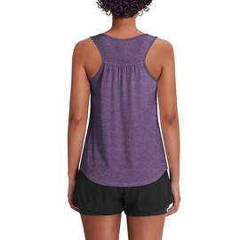 PINSPARK Women Workout Tops Yoga Tank Top Lightweight Racerback Gym Shirts Loose Athletic Exercise Tops Purple XXL