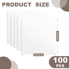 100PCS 9.5x9.5 Inches White Cotton Fabric Squares, Precut Quilting Fabric Bundles for Sewing, Crafts, Embroidery, DIY Patchwork Projects