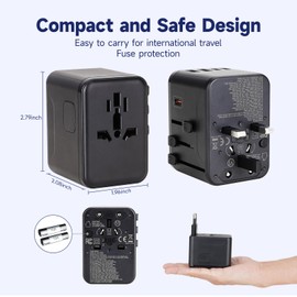 Universal Travel Adapter 35W PD Fast Charger Adapter – International Power Adapter with 2 USB-A & 3 USB-C Ports – Plug Adapter for EU, UK, US, AUS – Universal Plug Adapter for Worldwide Travel