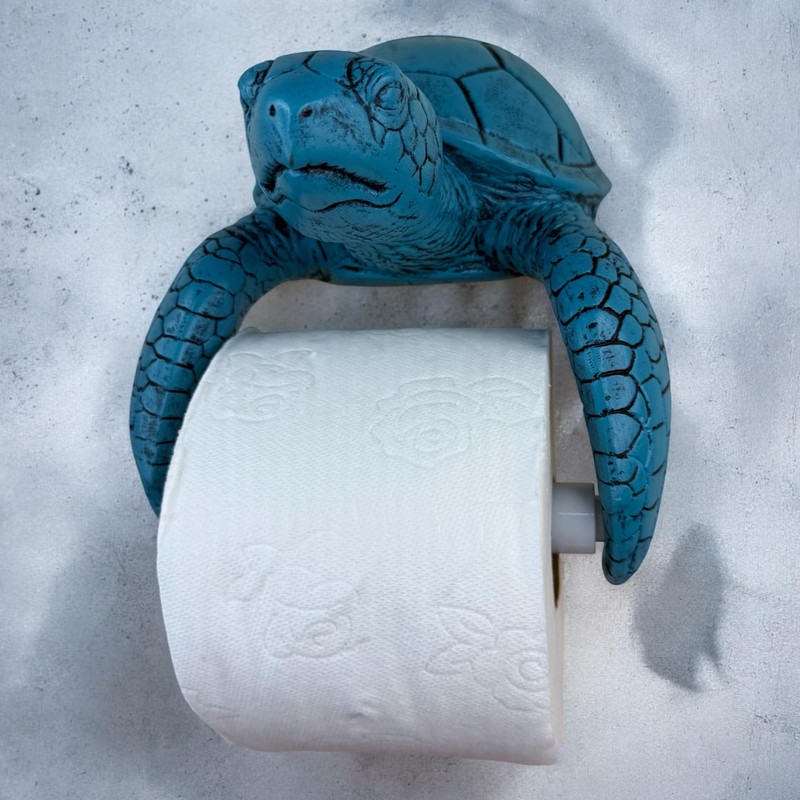 Sea Turtle Wall Mount Toilet Paper Roll Holder Rustic Nautical
