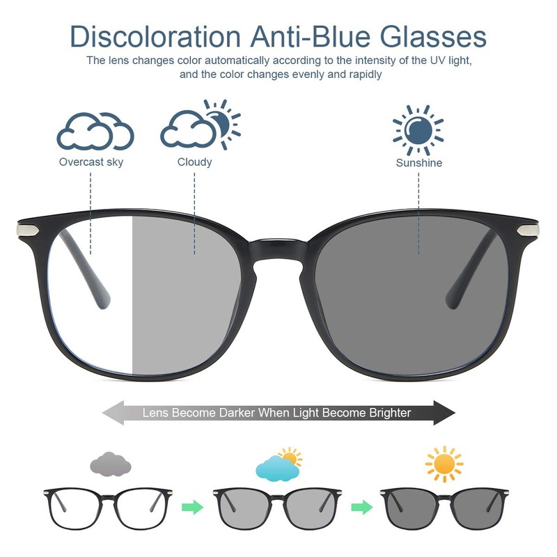 YIMI Blue Light Blocking Glasses Photochromic Sunglasses for Women Men
