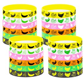 ATSMOICY 24PCS Banana Rubber Bracelets Silicones Wristbands Fruit Party Themed Birthday Baby Party Favors Supplies Decorations