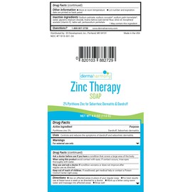 Dermaharmony Pyrithione Zinc (ZnP) Therapy Soap 4 oz Bars - 3 Pack - for Seborrhea and Dandruff