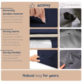4CONVY Solid, Foldable Clothes Storage Box with Zipper - [2024 UPGRADED MATERIAL] Storage Bag for Duvets, Clothes, Bedding - Storage Box for Clothes with Window without Metal Frame…