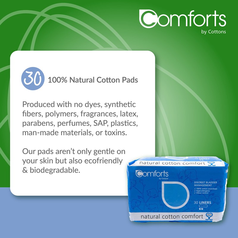 Cottons Comforts Premium Incontinence Liners, Light Flow, Pack of 30,