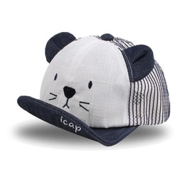 XIAOHAWANG Summer Infant Baseball Cap Bear Ears Toddler Girl Sun Hats Spring Cute Baby Hat for Boys 6-24 Months (Navy)