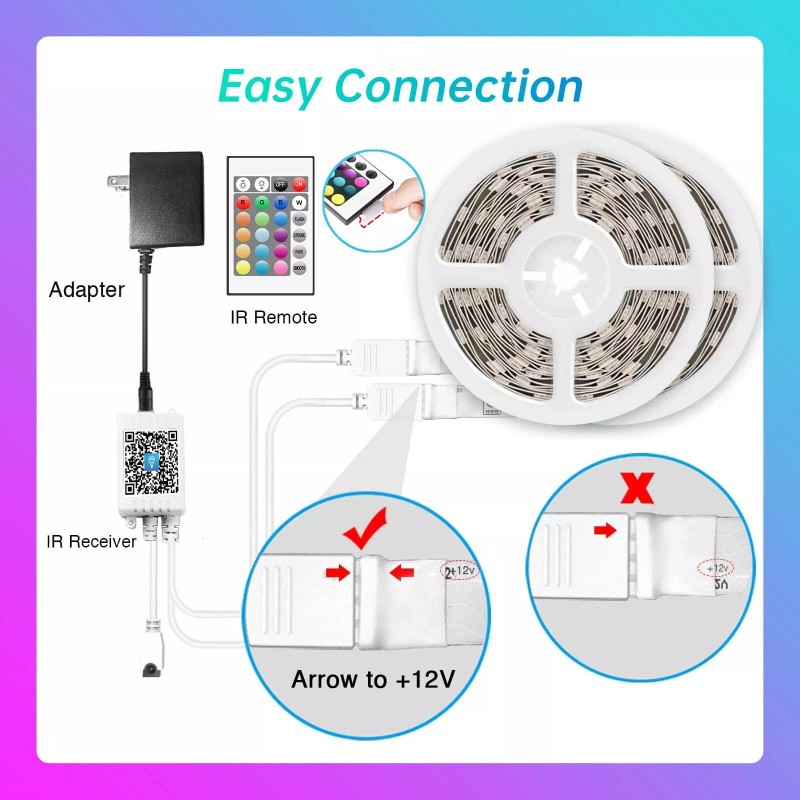 TJOY 130ft Bluetooth LED Strip Lights, RGB Color Changing, Music
