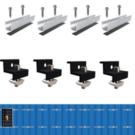 Solar Panel Mount Kit 12 cm and Accessories Black Anodised 30-35 mm Adjustable, Bracket for Solar Panels, for Solar Panel Bracket, Rapezoidal Sheet Metal Mounting PV Mounting Set