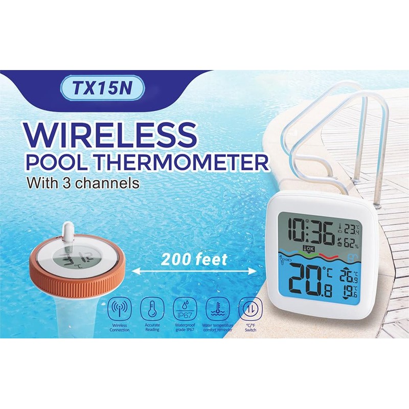 Digital Pool Thermometer, Floating Easy Read, Large Size Water Thermometer