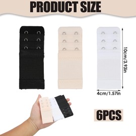 6 Pieces Women's Bra Extender 3 Hooks Adjustable Bra Extension with 3 Rows Elastic Bra Closure Extension for Women, Comfortable Bra Extender for Pregnancy and Everyday Use