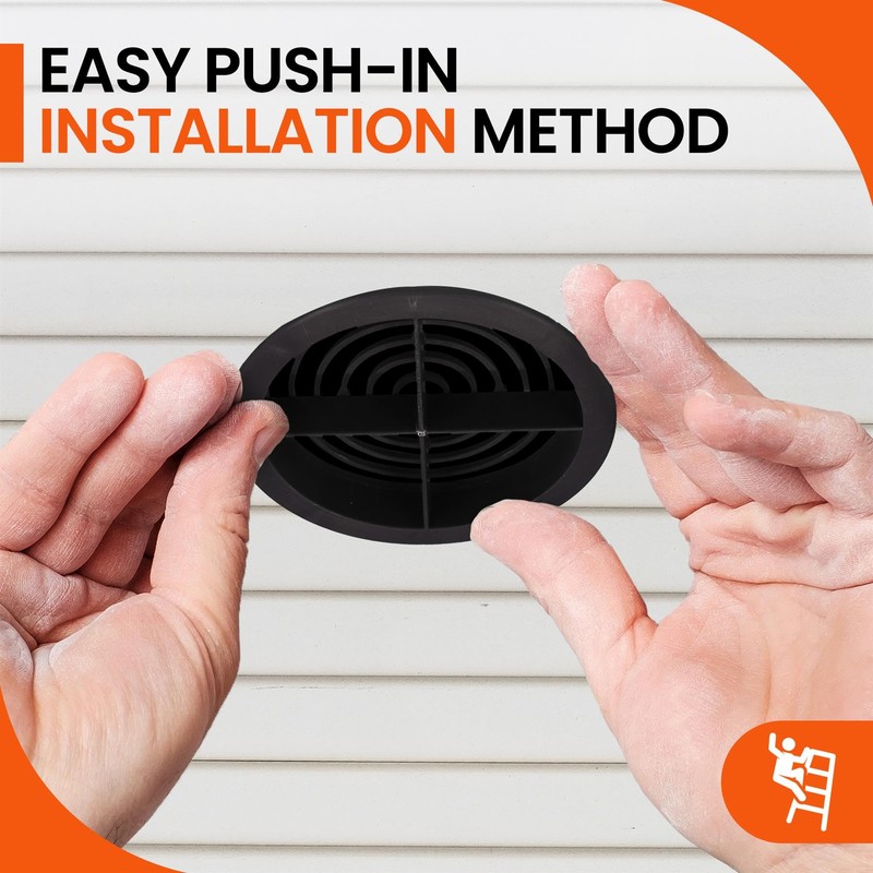 10 x Anthracite Grey Plastic 70mm Round Soffit Air Vents/Push