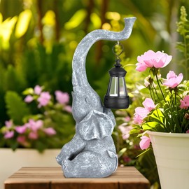 Elephant Solar Garden Ornaments Animal Garden Statues Outdoor Decor for Patio, Balcony, Yard, Lawn, Mum Birthday Gifts, Gifts For Women
