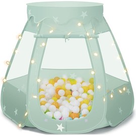 Baby Ball Pit for Toddler: with Star Lights - Pop Up Princess Play Tent for Kids - Indoor Outdoor Baby Girl Toys Birthday Gifts - NO Balls (Grayish Green Tent)