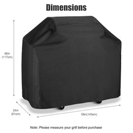 LADOKEE Weatherproof Grill Cover, Oxford, Grill Covers, BBQ Cover, Protective Cover, Dustproof, Grill Cover, 147 x 61 x 117 cm, Black