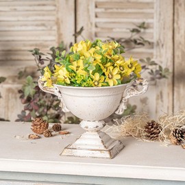 ZJMTOCYU Enhance Home Décor with Vintage Double-Handled Flower Pot, Ceramic Construction for Showcasing Plants, Rustic Charm
