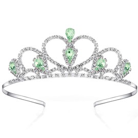 Lovelyshop Green Gems Rhinestone Tiara, for Little Kid Big Kid Girl Prom Birthday Prinecess Party