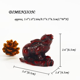 ILEWEI Fengshui Chinese Zodiac Sign Rabbit Statue New Year Easter Bunny Animal Wild Figurines Products Resin Hare Statues Table Art Home Decor Gift (Rabbit, Dark red)