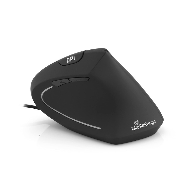 MediaRange ergonomische 6-Tasten Maus mit optischem Sensor für Rechtshänder, kabelgebunden,