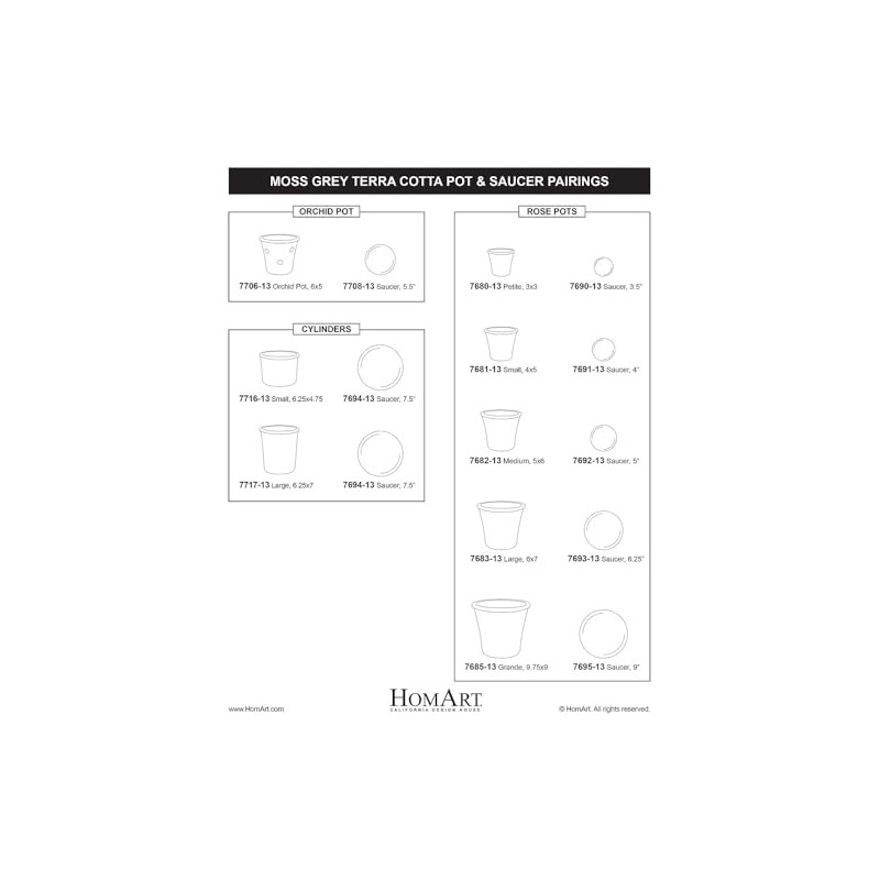 HomArt Rustic Terra Cotta Saucer 6.25-Inch, Moss Grey