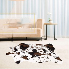 Verve Jelly Zebra Print Rug Large, Bedroom Rug Animal Faux Zebra Carpet Animal Mat Leather Natural Shape Soft Shaggy Area Rugs Floor Carpet for Livingroom, Home Office (43" Lx30 W)