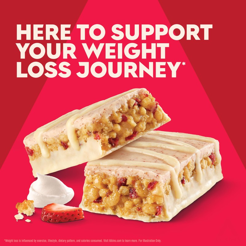Atkins Strawberry Shortcake Flavor High Protein Bar, 15g Protein, 1g
