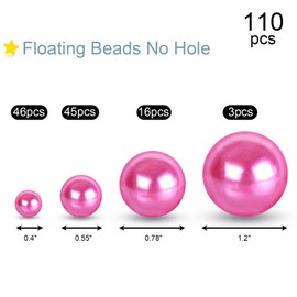 DomeStar No Hole Pearl Beads, 110PCS Pink Floating Beads for Centerpieces Vases Wedding Party Decor and DIY Crafts