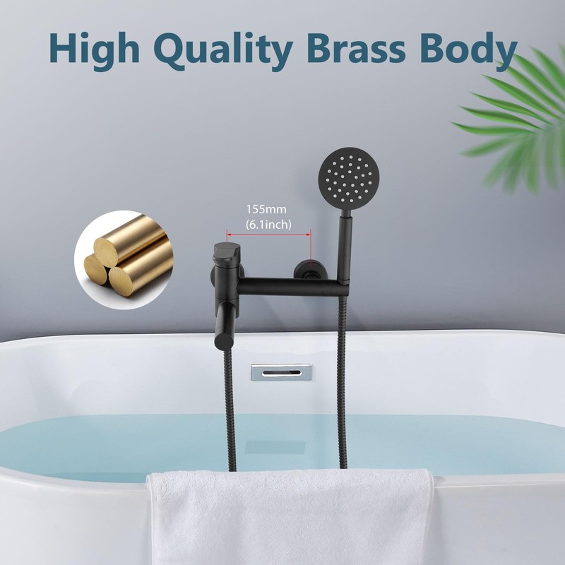 Aolemi Wall Mount Bathtub Faucet with Handheld Shower Sprayer Wall