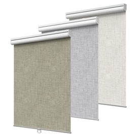 GENIMO 100% Blackout Roller Window Shades, Window Blinds Cordless with Thermal Insulated, UV Protection Fabric, Mini French Door Blinds for Home, Office, Bedroom, Easy to Install, Brown, 34" W X 72" H