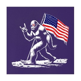 Go All Out XX-Large Purple Mens Bigfoot Rock On USA American Flag Patriotic Sasquatch Sweatshirt Crewneck